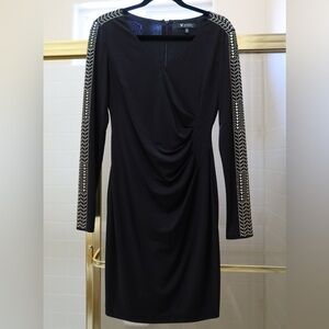 Guess Black Dress with Embellished Long Sleeves